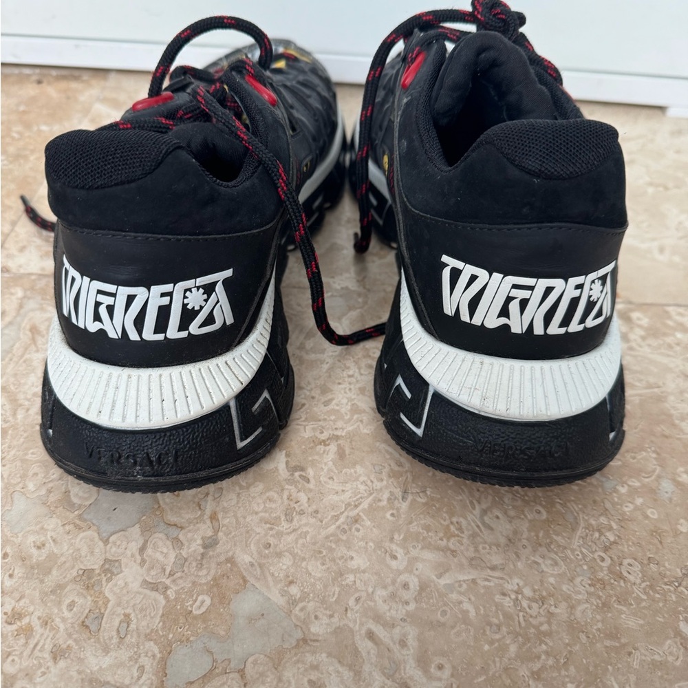Versace Black and Gold Sneakers with Red Accents - Picture 5 of 6